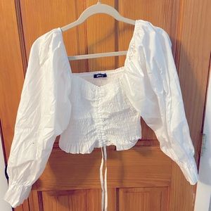 White Puff Sleeve Top — Boohoo